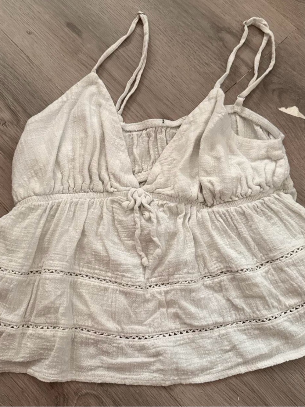 Women's Cream Spaghetti Strap Peplum Tank Top